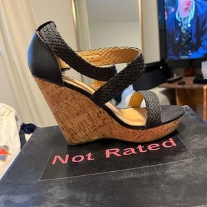 Black wedges. Never worn